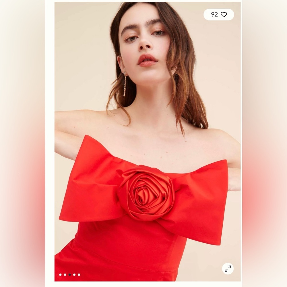 Anthropologie Hutch 3D Rosette Strapless Mini Dress Red , XXS - Picture 5 of 12